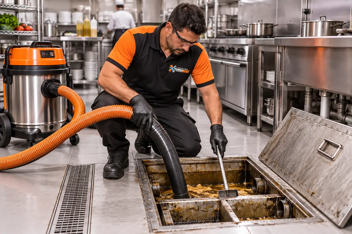 Limpeza de caixa de gordura TuboMax Limpeza de caixa de gordura pela equipe TuboMax